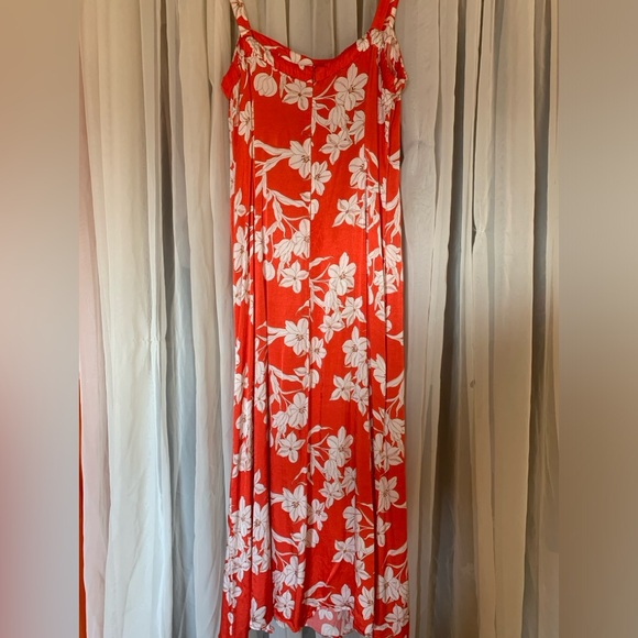 Zara  orange/red floral maxi dress with side front slit Size Medium. - Picture 2 of 4